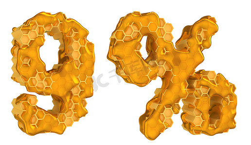 蜂蜜字体 9 数字和百分号隔离