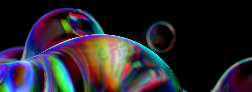 具有彩虹反射和折射的抽象玻璃形状