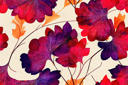 抽象水彩无缝图案在秋天的颜色。