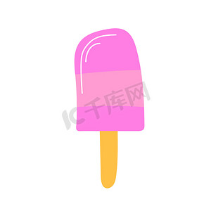 夏季粉红色假日冰淇淋冰棒-手绘矢量插画隔离