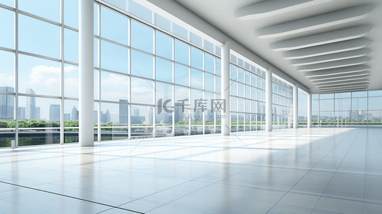 现代办公室背景背景图片_商务3D立体空间建筑背景