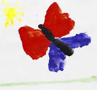 蝴蝶飞向太阳的孩子制作的插图