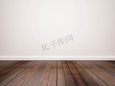 黑暗房间摄影照片_硬木地板和白色墙壁