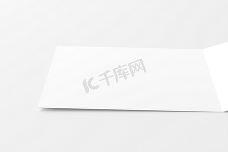 信封折叠摄影照片_带信封白色空白 3D 渲染样机的方形折叠邀请卡