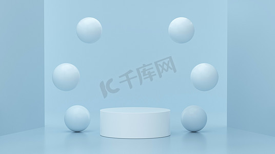 模型讲台和周围的气泡用于产品展示。