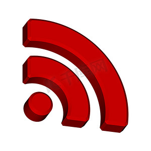 红色 RSS 标志隔离在白色。