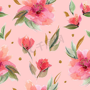 粉红色无缝花纹与精致的芳香花朵