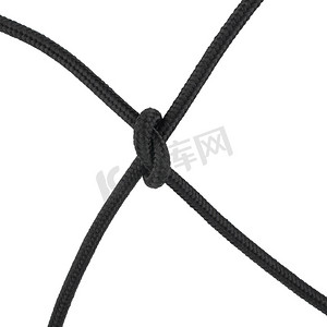 白色背景上孤立的黑色编织绳网