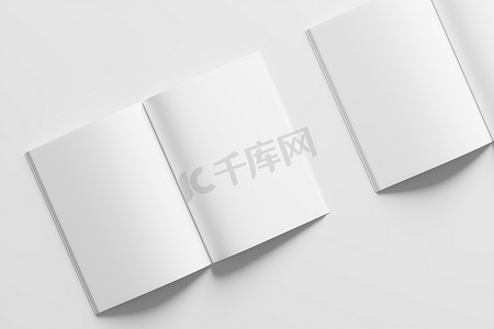 A4 A5 杂志小册子 3D 渲染白色空白样机
