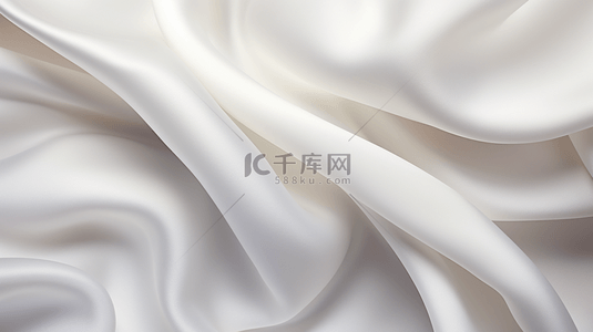 使用流动的布料波浪制作的优雅白色背景的3D渲染。