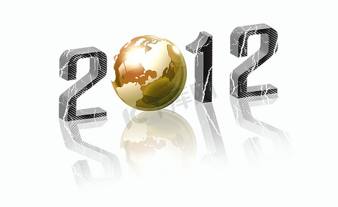 全球新年摄影照片_创意 2012 新年概念与蓝色地球地球隔离