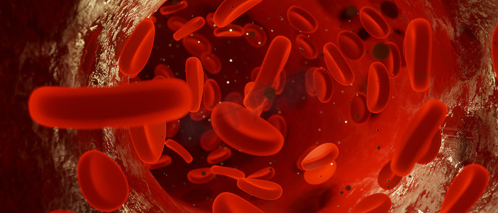 pop活体字摄影照片_在显微镜下查看活体中的血红细胞，3D 插图。