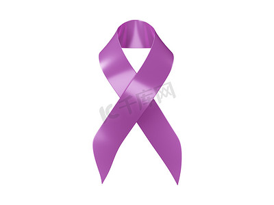 肿瘤预防摄影照片_现实的粉红丝带乳腺癌意识符号 3D 渲染隔离在白色背景。