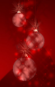 三个红色和白色圣诞摆设装饰品