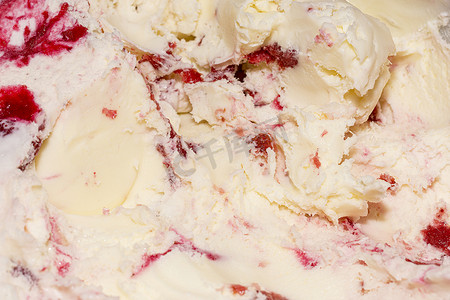冰淇淋设计摄影照片_极端特写冰淇淋与香草草莓