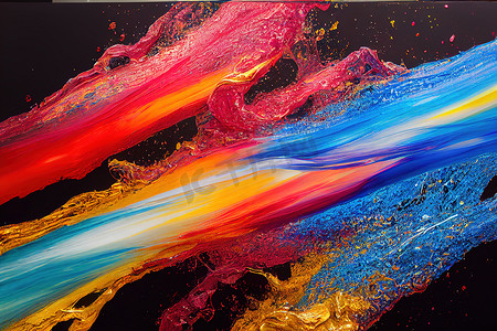 彩色流体背景摄影照片_彩色液体油漆的抽象爆炸