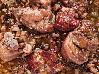 质朴的巴西 feijoada 猪肉黑豆炖食品背景