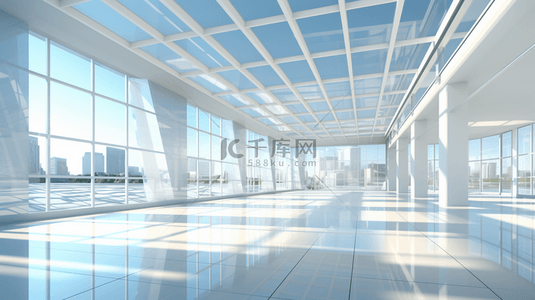 白色建筑空间背景图片_3D立体空间设计建筑透视