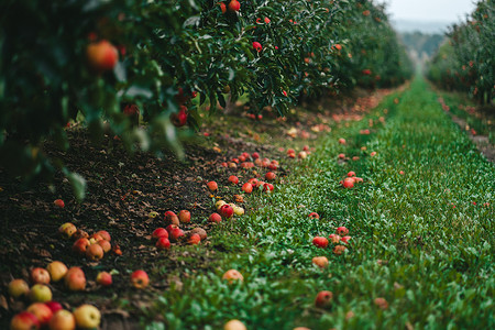 青苹果树摄影照片_令人惊叹的青苹果树花园。
