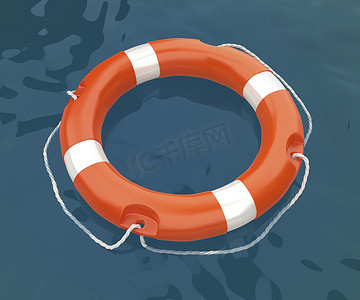 漂浮在海上的救生圈环