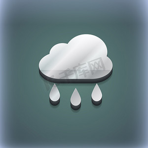 暴雨摄影照片_天气雨图标符号。 