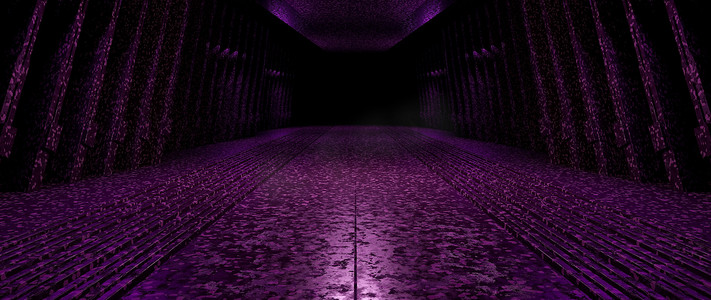 空紫色房间渲染花岗岩网络仓库未来室内 3D 渲染