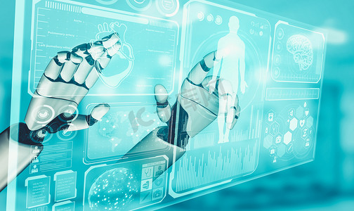 在未来医院工作的医疗人工智能机器人机器人