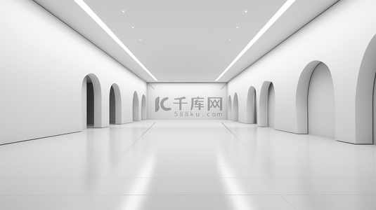 矢量舞台背景背景图片_3D渲染的白色抽象房间走廊矢量图。