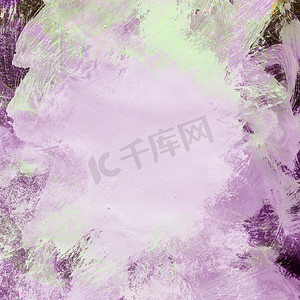 紫色手绘水粉抽象纹理框架。