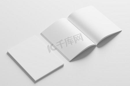 品牌摄影照片_A4 A5 杂志小册子 3D 渲染白色空白样机