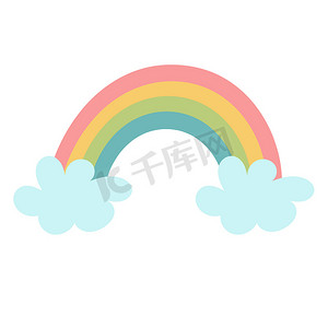 粉色婴儿海报摄影照片_矢量婴儿彩虹插画。