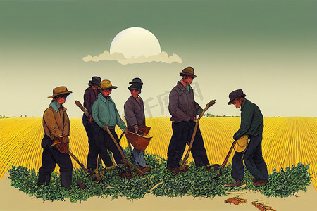 卡通土地摄影照片_农业工人，所有其他，卡通插图