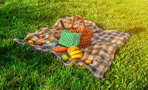 格子布适合在草地上野餐。