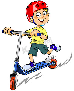 骑踏板车的男孩