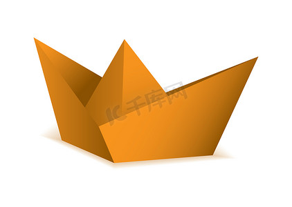 折纸立体风摄影照片_折纸橙色纸船