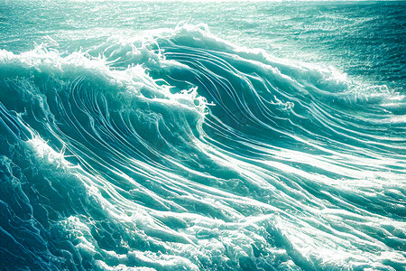 海浪鸟瞰图抽象海水流在光照下的背景。