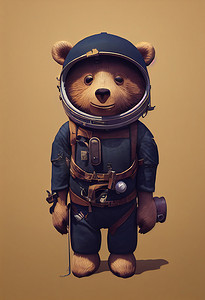 一只小熊作为宇航员服装