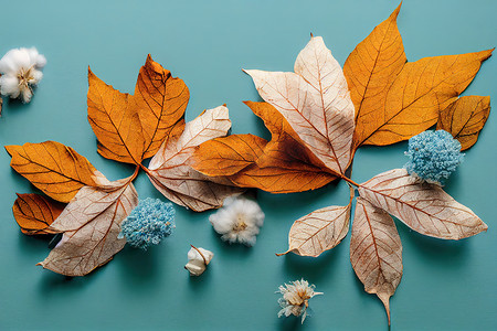 秋季或冬季组合物 干叶、棉花花