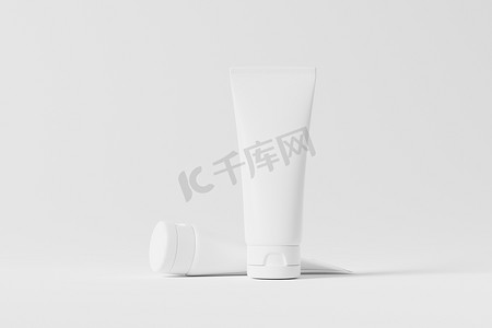 化妆品管包装 3D 渲染白色空白样机