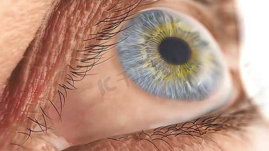 眼痛和炎症 3D 插图