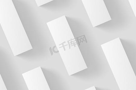 长矩形框白色空白 3D 渲染样机