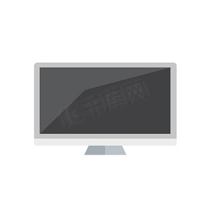 卡通互联网摄影照片_白色卡通平面图标中的计算机显示器，股票矢量图解
