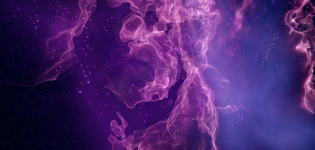 充满活力的优雅星云在遥远的宇宙颜色紫色横幅背景壁纸,,