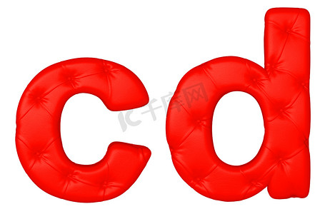 豪华红色皮革字体 C D 字母