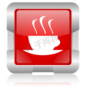 咖啡红色方形 web 光泽图标