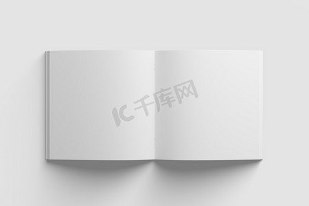 方形小册子杂志 3D 渲染白色空白样机