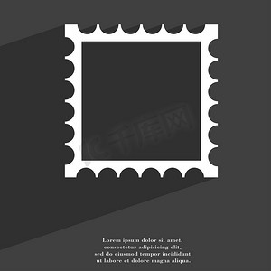 相框模板图标符号平现代网页设计与长阴影和空间为您的文本。
