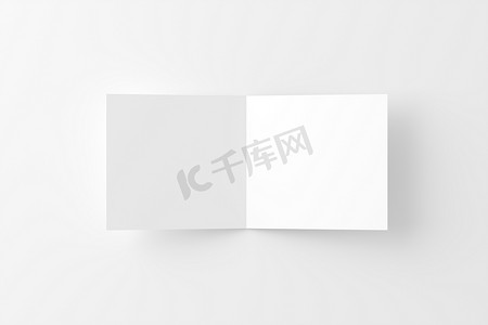 带信封白色空白 3D 渲染样机的方形折叠邀请卡