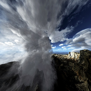 岛上火山喷发