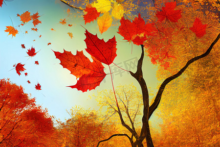 秋季自然背景、设计、横幅或模板。